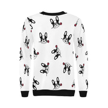 Load image into Gallery viewer, Red Rose Pied Black and White Frenchies Women&#39;s Sweatshirt-Apparel-Apparel, French Bulldog, Sweatshirt-2