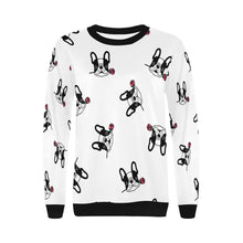 Load image into Gallery viewer, Red Rose Pied Black and White Frenchies Women&#39;s Sweatshirt-Apparel-Apparel, French Bulldog, Sweatshirt-7