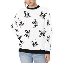 Load image into Gallery viewer, Red Rose Pied Black and White Frenchies Women&#39;s Sweatshirt-Apparel-Apparel, French Bulldog, Sweatshirt-White-XS-1