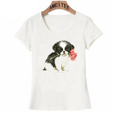 Load image into Gallery viewer, Image of a Shih Tzu t-shirt featuring the cutest Shih Tzu with a red rose design