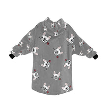 Load image into Gallery viewer, Red Rose White Frenchies Love Blanket Hoodie for Women-Apparel-Apparel, Blankets-14