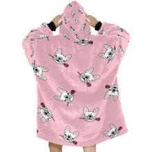 Load image into Gallery viewer, Red Rose White Frenchies Love Blanket Hoodie for Women - 4 Colors-Apparel-Apparel, Blankets, French Bulldog-6