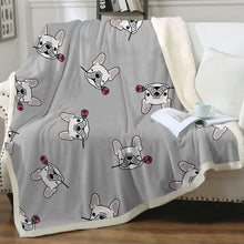 Load image into Gallery viewer, Red Rose White Frenchies Love Soft Warm Fleece Blanket - 4 Colors-Blanket-Blankets, French Bulldog, Home Decor-17