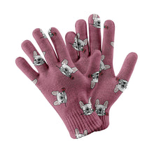 Load image into Gallery viewer, Red Rose White Frenchies Love Touch Screen Gloves-Accessories-Accessories, Dog Dad Gifts, Dog Mom Gifts, French Bulldog, Gloves-Rose gold-4