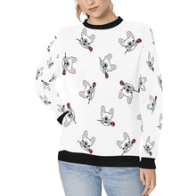 Load image into Gallery viewer, Red Rose White Frenchies Love Women&#39;s Sweatshirt-Apparel-Apparel, French Bulldog, Sweatshirt-White-XS-10