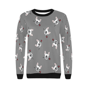 Red Rose White Frenchies Love Women's Sweatshirt-Apparel-Apparel, French Bulldog, Sweatshirt-11