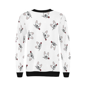 Red Rose White Frenchies Love Women's Sweatshirt-Apparel-Apparel, French Bulldog, Sweatshirt-12