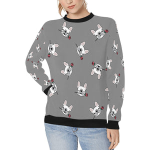 Red Rose White Frenchies Love Women's Sweatshirt-Apparel-Apparel, French Bulldog, Sweatshirt-Gray-XS-13