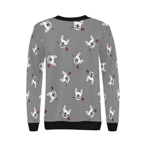 Red Rose White Frenchies Love Women's Sweatshirt-Apparel-Apparel, French Bulldog, Sweatshirt-14