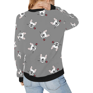 Red Rose White Frenchies Love Women's Sweatshirt-Apparel-Apparel, French Bulldog, Sweatshirt-15