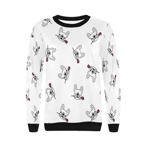 Red Rose White Frenchies Love Women's Sweatshirt-Apparel-Apparel, French Bulldog, Sweatshirt-8