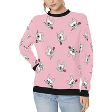 Load image into Gallery viewer, Red Rose White Frenchies Love Women&#39;s Sweatshirt-Apparel-Apparel, French Bulldog, Sweatshirt-Pink-XS-1