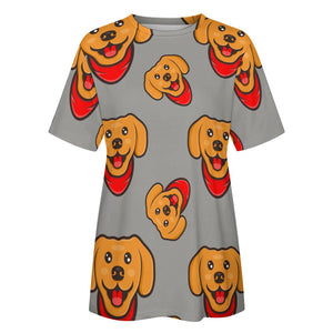 Red Scarf Happy Labrador All Over Print Women's Cotton T-Shirt - 4 Colors-Apparel-Apparel, Labrador, Shirt, T Shirt-10