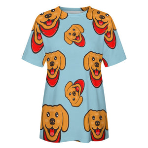 Red Scarf Happy Labrador All Over Print Women's Cotton T-Shirt - 4 Colors-Apparel-Apparel, Labrador, Shirt, T Shirt-13