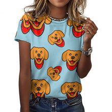 Load image into Gallery viewer, Red Scarf Happy Labrador All Over Print Women&#39;s Cotton T-Shirt - 4 Colors-Apparel-Apparel, Labrador, Shirt, T Shirt-14