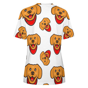 Red Scarf Happy Labrador All Over Print Women's Cotton T-Shirt - 4 Colors-Apparel-Apparel, Labrador, Shirt, T Shirt-3