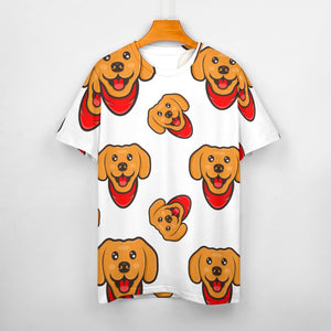 Red Scarf Happy Labrador All Over Print Women's Cotton T-Shirt - 4 Colors-Apparel-Apparel, Labrador, Shirt, T Shirt-4