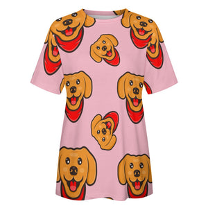 Red Scarf Happy Labrador All Over Print Women's Cotton T-Shirt - 4 Colors-Apparel-Apparel, Labrador, Shirt, T Shirt-6
