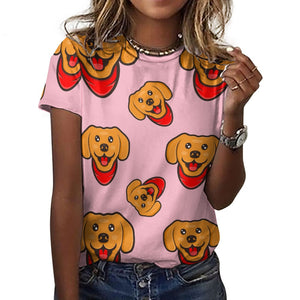 Red Scarf Happy Labrador All Over Print Women's Cotton T-Shirt - 4 Colors-Apparel-Apparel, Labrador, Shirt, T Shirt-8