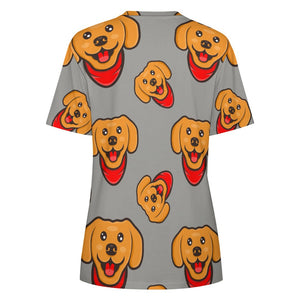 Red Scarf Happy Labrador All Over Print Women's Cotton T-Shirt - 4 Colors-Apparel-Apparel, Labrador, Shirt, T Shirt-9