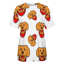 Load image into Gallery viewer, Red Scarf Happy Labrador All Over Print Women&#39;s Cotton T-Shirt - 4 Colors-Apparel-Apparel, Labrador, Shirt, T Shirt-1