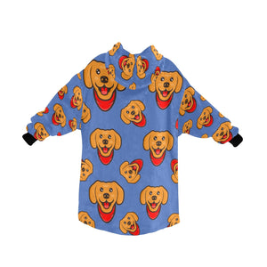 Red Scarf Labrador Love Blanket Hoodie for Women-Apparel-Apparel, Blankets-2