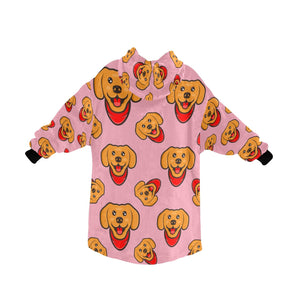 Red Scarf Labrador Love Blanket Hoodie for Women-Apparel-Apparel, Blankets-7
