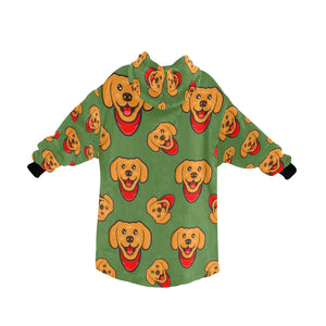 Red Scarf Labrador Love Blanket Hoodie for Women-Apparel-Apparel, Blankets-4