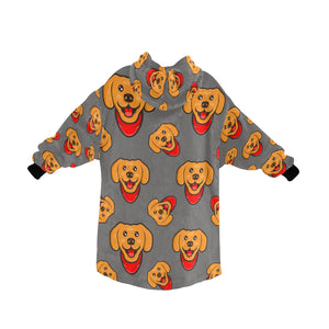 Red Scarf Labrador Love Blanket Hoodie for Women-Apparel-Apparel, Blankets-11