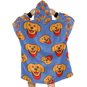 Red Scarf Labrador Love Blanket Hoodie for Women-Apparel-Apparel, Blankets-3