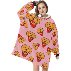 Red Scarf Labrador Love Blanket Hoodie for Women-Apparel-Apparel, Blankets-8