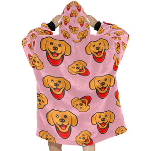 Red Scarf Labrador Love Blanket Hoodie for Women-Apparel-Apparel, Blankets-10