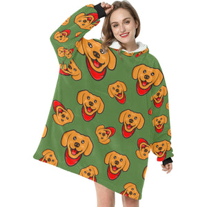 Red Scarf Labrador Love Blanket Hoodie for Women-Apparel-Apparel, Blankets-5