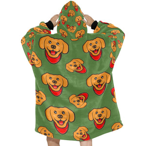 Red Scarf Labrador Love Blanket Hoodie for Women-Apparel-Apparel, Blankets-6