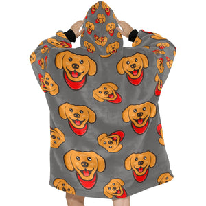 Red Scarf Labrador Love Blanket Hoodie for Women-Apparel-Apparel, Blankets-13