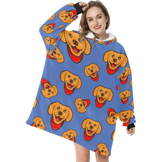 Red Scarf Labrador Love Blanket Hoodie for Women - 4 Colors-Apparel-Apparel, Blankets, Labrador-Royal Blue-1