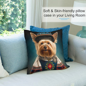 Regal Aristocrat Yorkie Plush Pillow Case-Cushion Cover-Dog Dad Gifts, Dog Mom Gifts, Home Decor, Pillows, Yorkshire Terrier-6