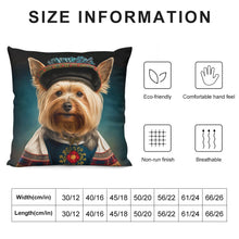 Load image into Gallery viewer, Regal Aristocrat Yorkie Plush Pillow Case-Cushion Cover-Dog Dad Gifts, Dog Mom Gifts, Home Decor, Pillows, Yorkshire Terrier-12 &quot;×12 &quot;-White-1