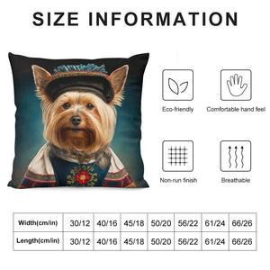Regal Aristocrat Yorkie Plush Pillow Case-Cushion Cover-Dog Dad Gifts, Dog Mom Gifts, Home Decor, Pillows, Yorkshire Terrier-12 "×12 "-White-1