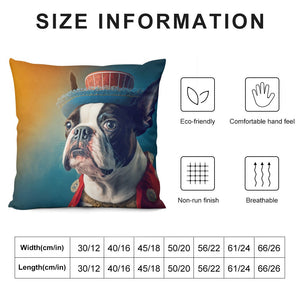 Regal Couture Boston Terrier Plush Pillow Case-Boston Terrier, Dog Dad Gifts, Dog Mom Gifts, Home Decor, Pillows-12 "×12 "-White-1