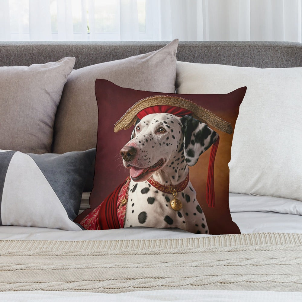 Regal Crimson and Gold Dalmatian Plush Pillow Case