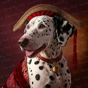 Regal Crimson and Gold Dalmatian Wall Art Poster-Art-Dalmatian, Dog Art, Home Decor, Poster-1
