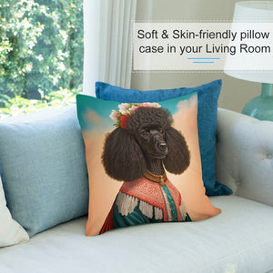 Regal Elegance Black Poodle Plush Pillow Case-Cushion Cover-Dog Dad Gifts, Dog Mom Gifts, Home Decor, Pillows, Poodle-7