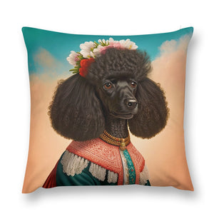 Regal Elegance Black Poodle Plush Pillow Case-Cushion Cover-Dog Dad Gifts, Dog Mom Gifts, Home Decor, Pillows, Poodle-12 "×12 "-1