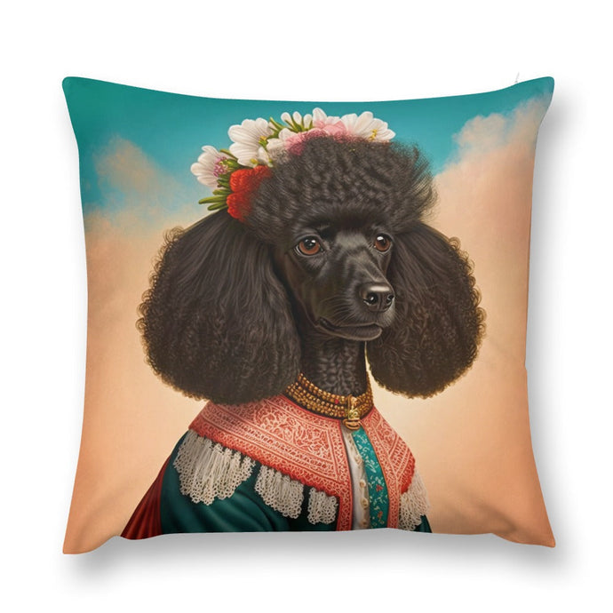 Regal Elegance Black Poodle Plush Pillow Case-Cushion Cover-Dog Dad Gifts, Dog Mom Gifts, Home Decor, Pillows, Poodle-12 