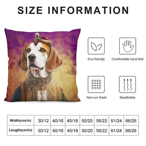 Regal Elegance Maharaja Beagle Plush Pillow Case-Cushion Cover-Beagle, Dog Dad Gifts, Dog Mom Gifts, Home Decor, Pillows-12 "×12 "-White-1