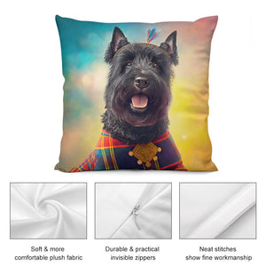 Regal Elegance Scottie Dog Plush Pillow Case-Cushion Cover-Dog Dad Gifts, Dog Mom Gifts, Home Decor, Pillows, Scottish Terrier-2