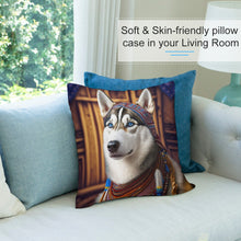 Load image into Gallery viewer, Regal Elegance Siberian Husky Plush Pillow Case-Cushion Cover-Dog Dad Gifts, Dog Mom Gifts, Home Decor, Pillows, Siberian Husky-7