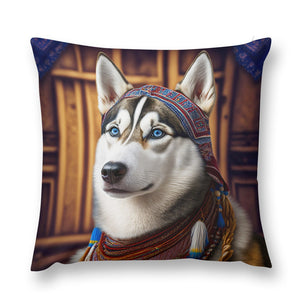Regal Elegance Siberian Husky Plush Pillow Case-Cushion Cover-Dog Dad Gifts, Dog Mom Gifts, Home Decor, Pillows, Siberian Husky-12 "×12 "-1