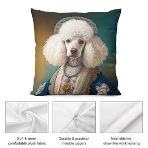 Regal Pompon White Poodle Plush Pillow Case-Cushion Cover-Dog Dad Gifts, Dog Mom Gifts, Home Decor, Pillows, Poodle-2